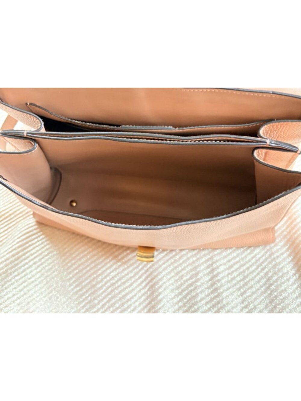 Salvatore Ferragamo Margot Satchel Beige Pink Calfskin Leather - Picture 8 of 8